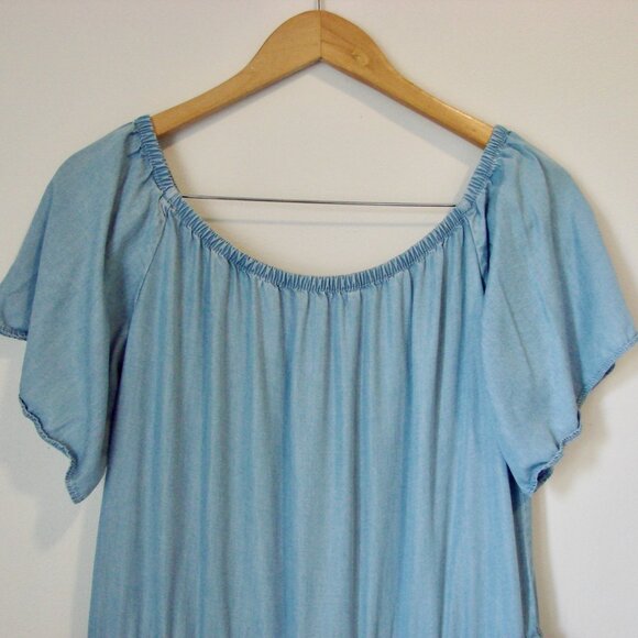 Miss Sixty Dress Y2K Blue Chambray Boho Peasant Ruffled Cowgirl XS Small - Picture 11 of 16